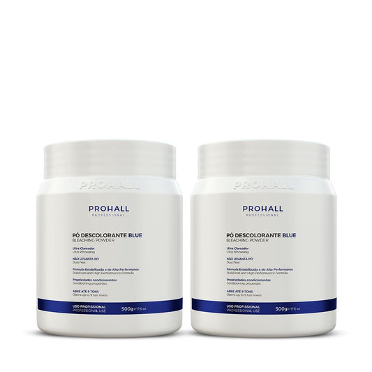Kit 2 Pó Descolorante Azul Dust Free Abre até 9 tons - Prohall