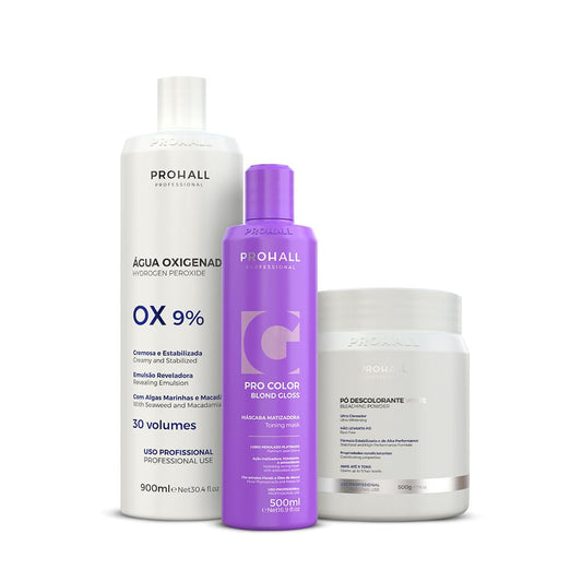 Kit Matizador Blond + Ox 30 + Pó Descolorante White - Prohall
