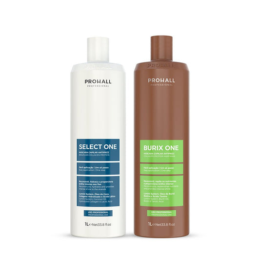 Kit Reestruturação Molecular Tanino Orgânica Burix One 1L + Select One 1L - Prohall