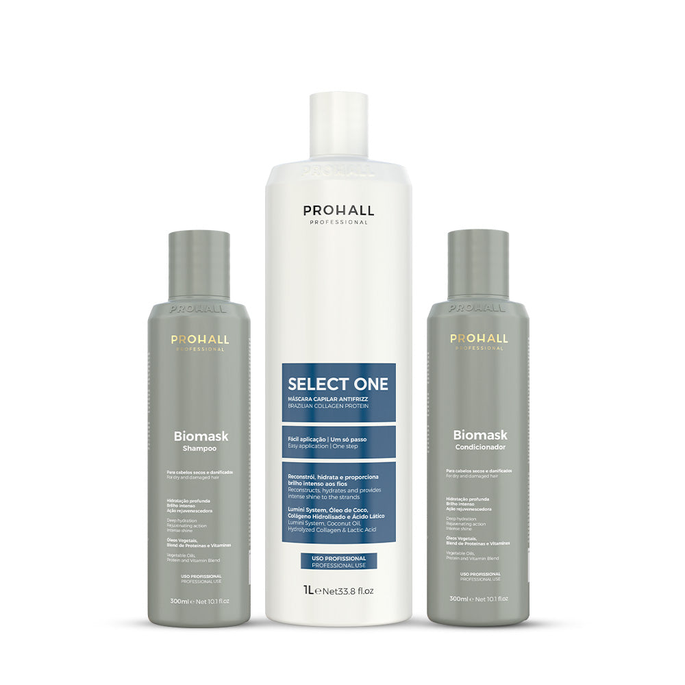 Select One Um Só Passo 1L + Shampoo e Condicionador Biomask