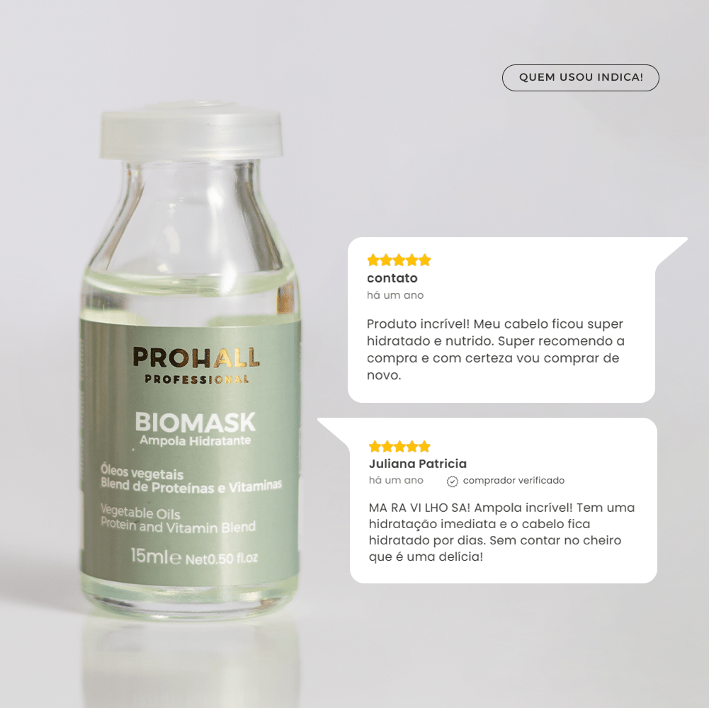 Ampola Concentrada de Hidratação Profunda e Maciez | Biomask 15ml - Prohall