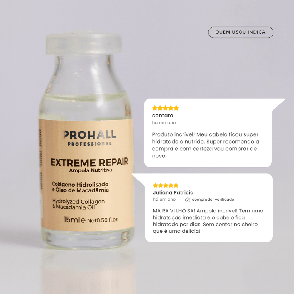 Ampola Concentrada de Nutrição Profunda e Brilho | Extreme Repair 15ml - Prohall