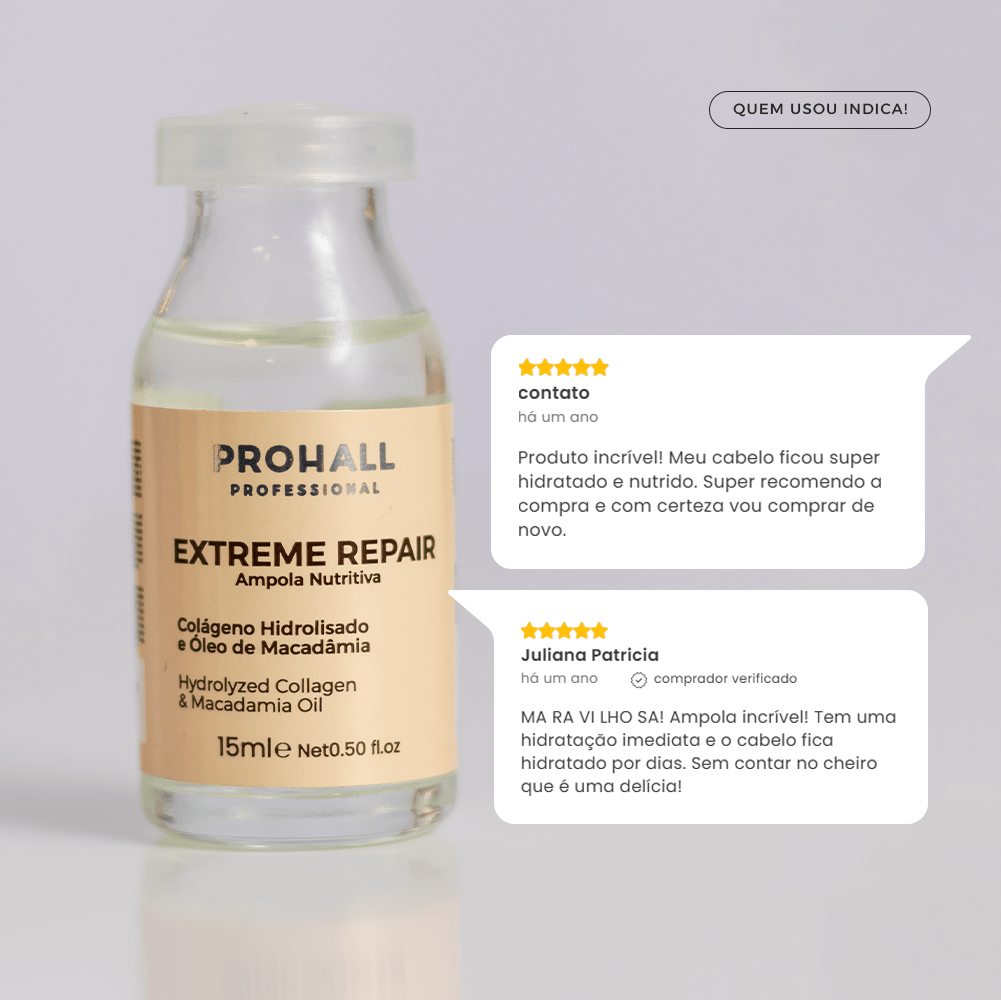 Ampola Concentrada de Nutrição Profunda e Brilho | Extreme Repair 15ml - Prohall