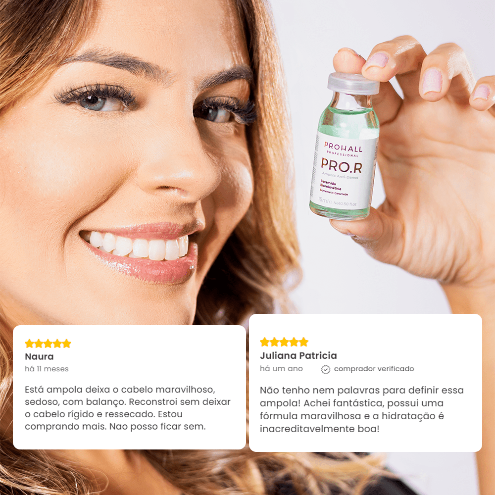 Box de Ampolas Reconstrução Intensa PRO.R 15ml - 12 unidades - Prohall