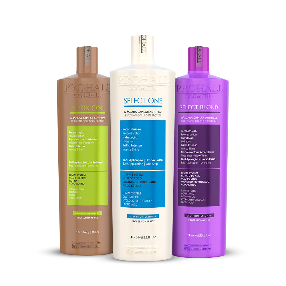 Kit Reestruturação Molecular Tanino Orgânica Burix One 1L + Select One 1L + Select Blond 1L