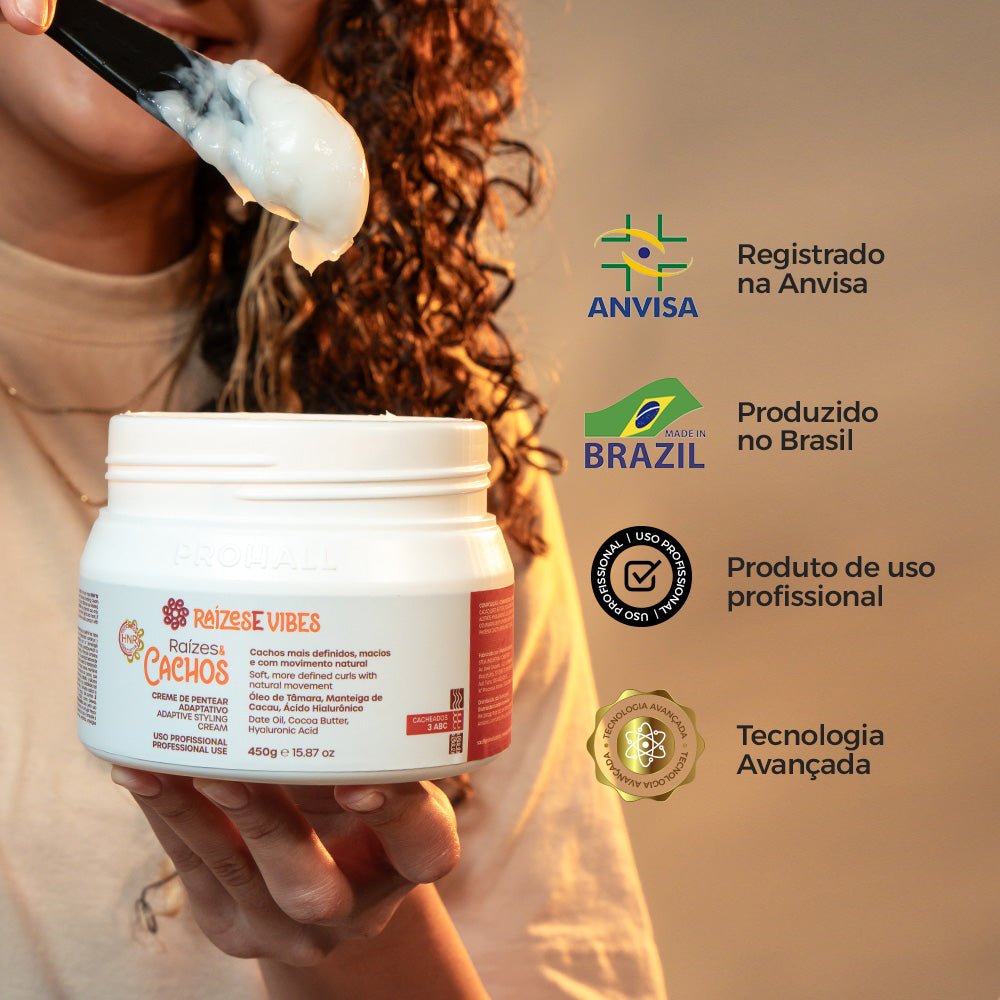 Creme de Pentear Definição Imediata Curvaturas 3ABC 450g - Raízes & Vibes - Prohall