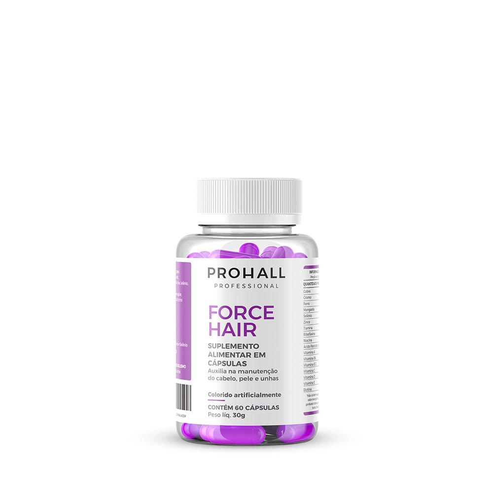 Force Hair Crescimento Acelerado Cabelo e Unha 60 cápsulas - Prohall