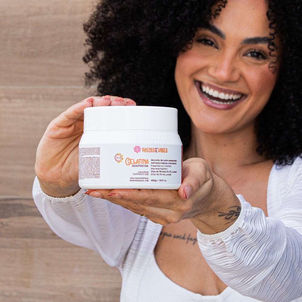Gelatina de Definição e Fixação Duradoura Para Cachos e Curvas 450g - Raízes & Vibes - Prohall