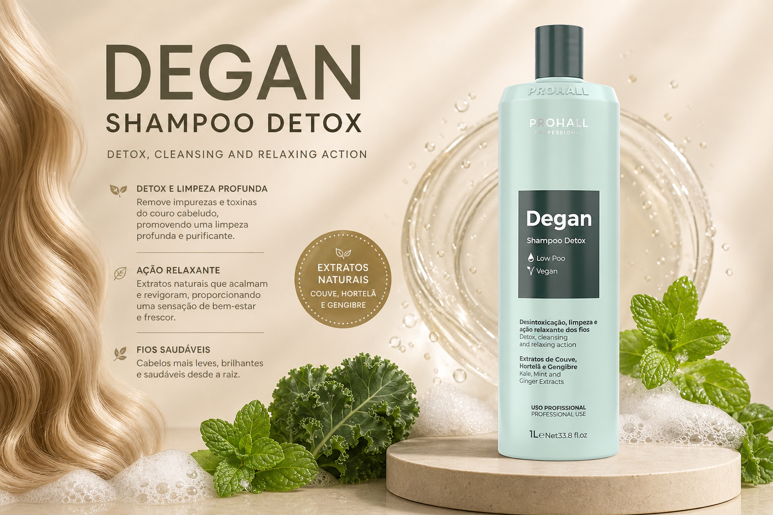 Shampoo Degan Limpeza Profunda Detox Vegano 1L — banner