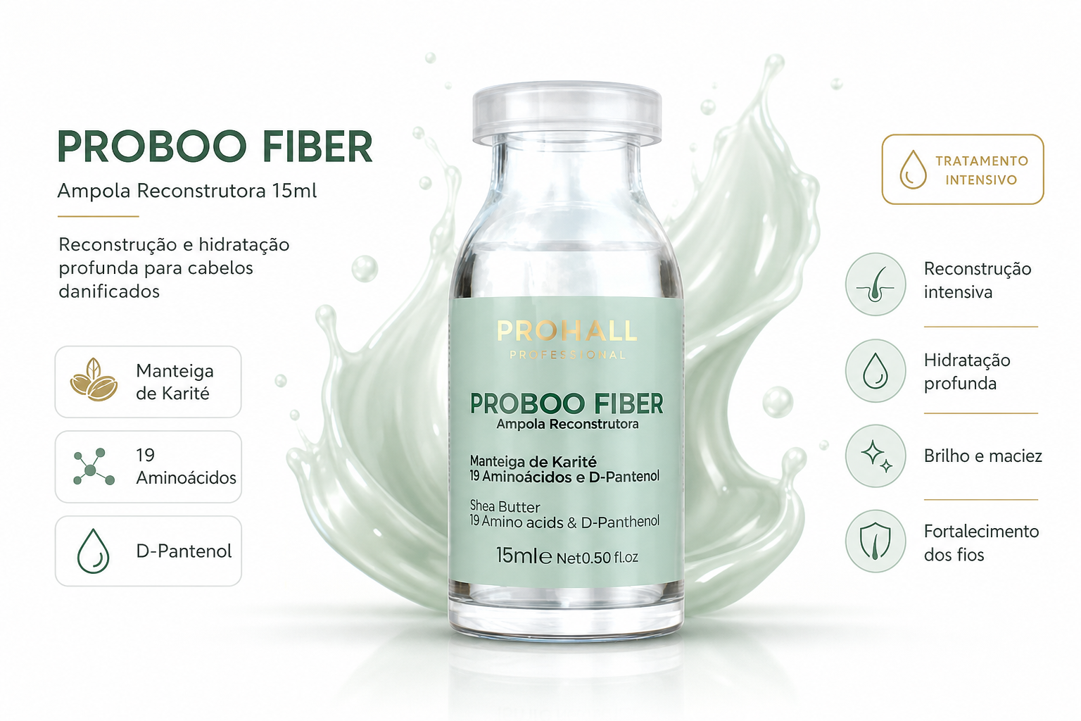 Ampola Proboo Fiber 15ml - Reconstrução Intensiva para Cabelos Danificados — banner