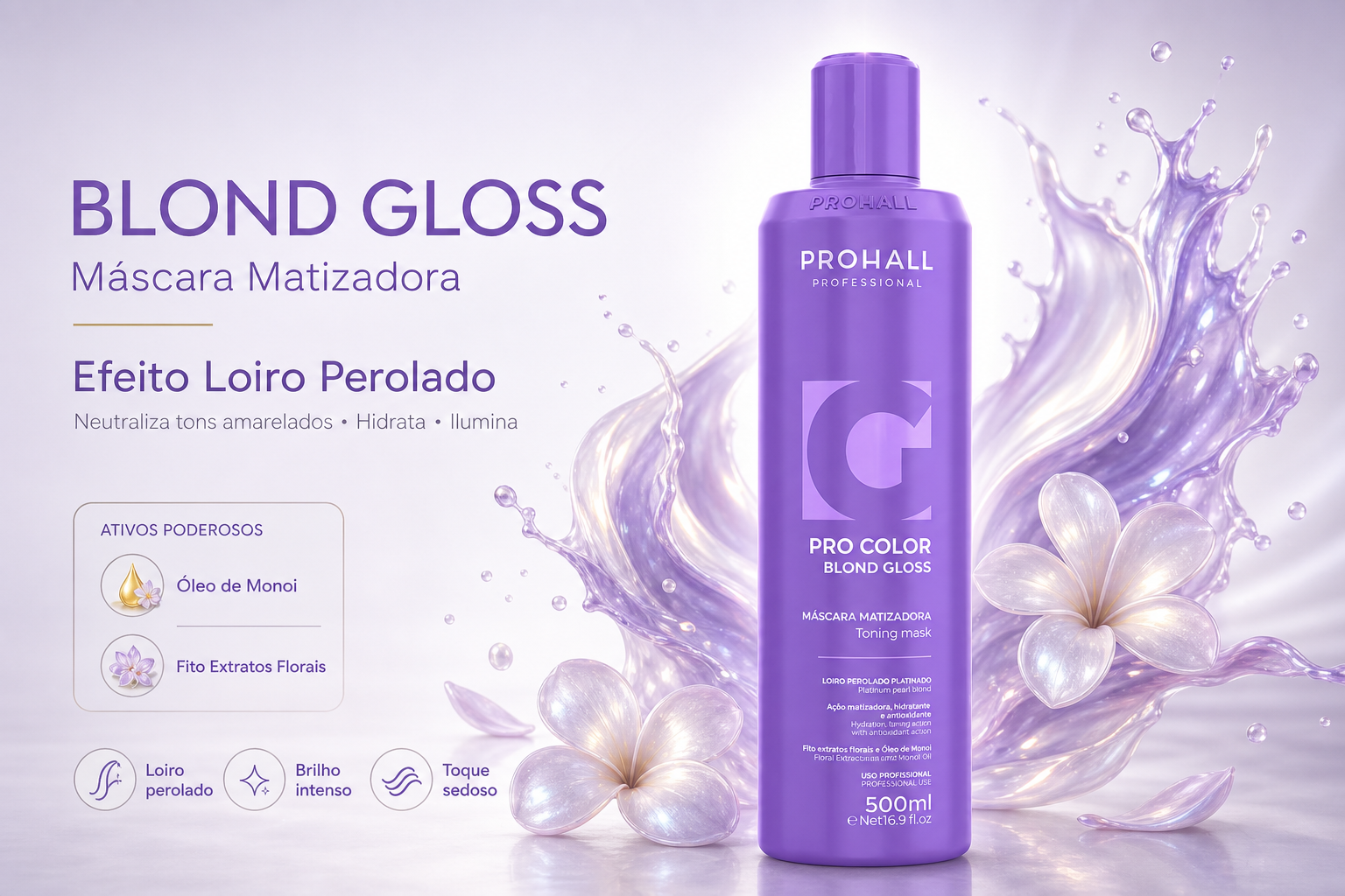 Máscara Matizadora Blond Gloss Efeito Loiro Perolado 500ML — banner