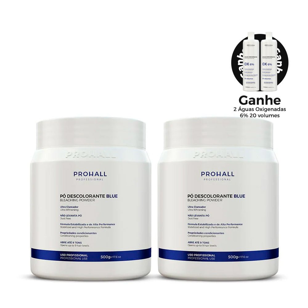 Kit 2 Pó Descolorante Azul Dust Free Abre até 9 tons - Prohall