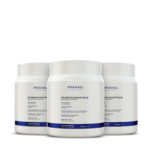 Kit 3 Pó Descolorante Azul Dust Free Abre até 9 tons - Prohall