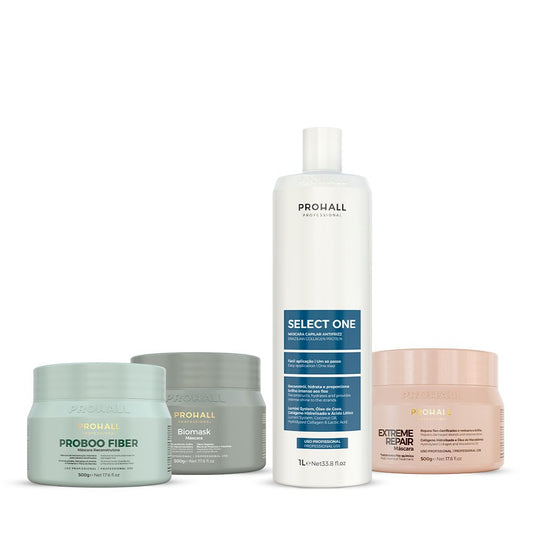 Kit Capilar Completo: Antifrizz, Hidratação, Nutrição e Reconstrução - Prohall