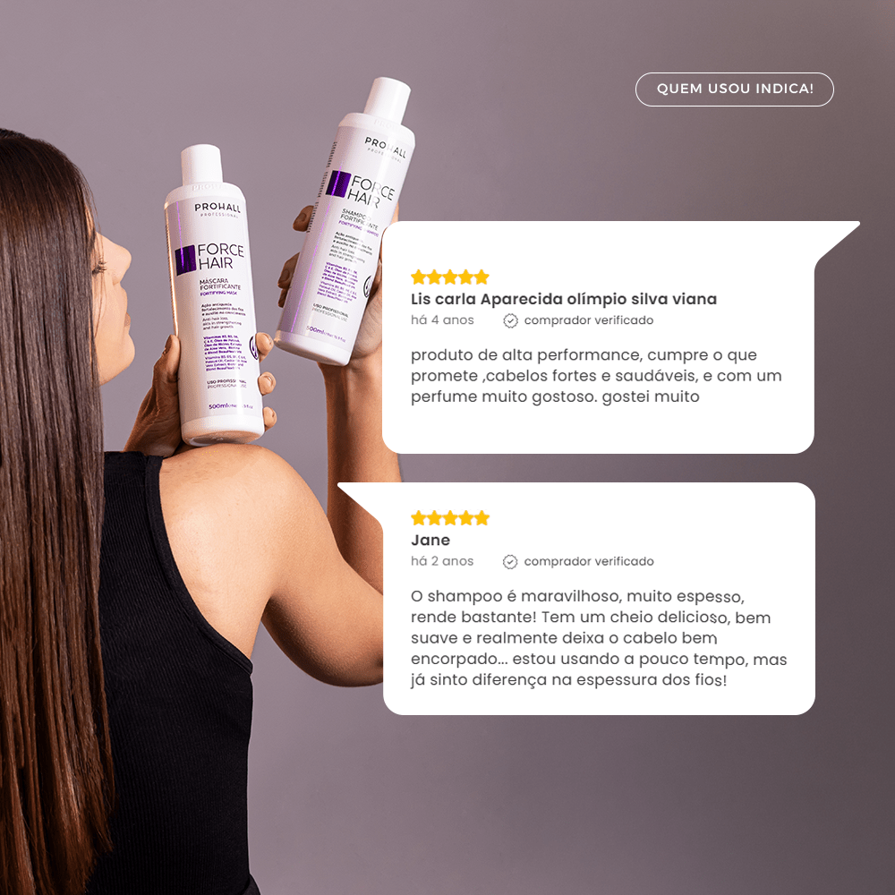 Kit Crescimento Capilar Acelerado: Shampoo + Máscara Fortificante | Force Hair - Prohall