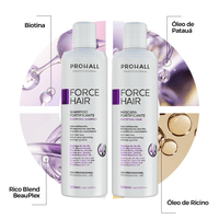 Kit Crescimento Capilar Acelerado: Shampoo + Máscara Fortificante | Force Hair - Prohall