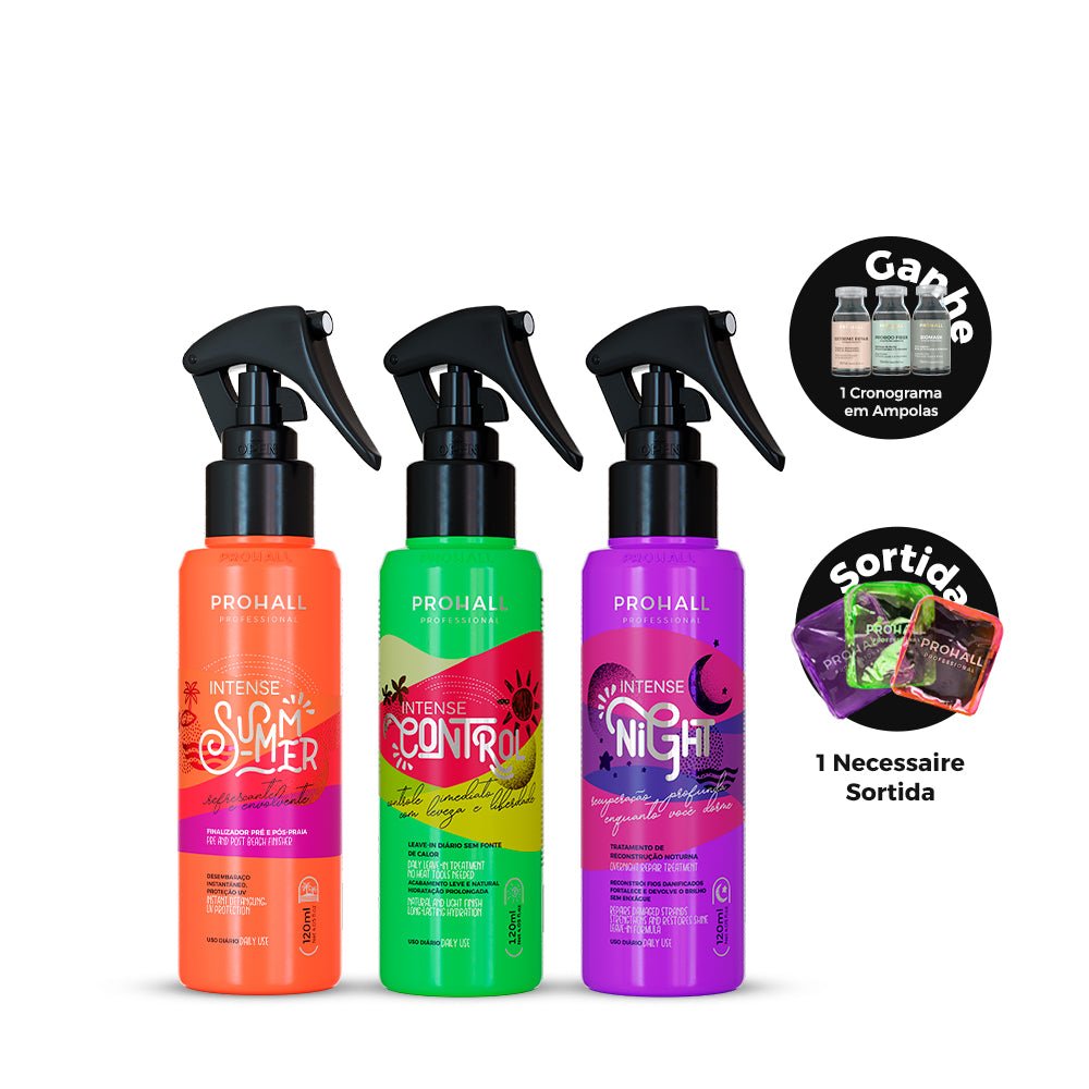 Kit finalizadores Intense hidratação, antifrizz e reparo noturno  -  120ml - Prohall