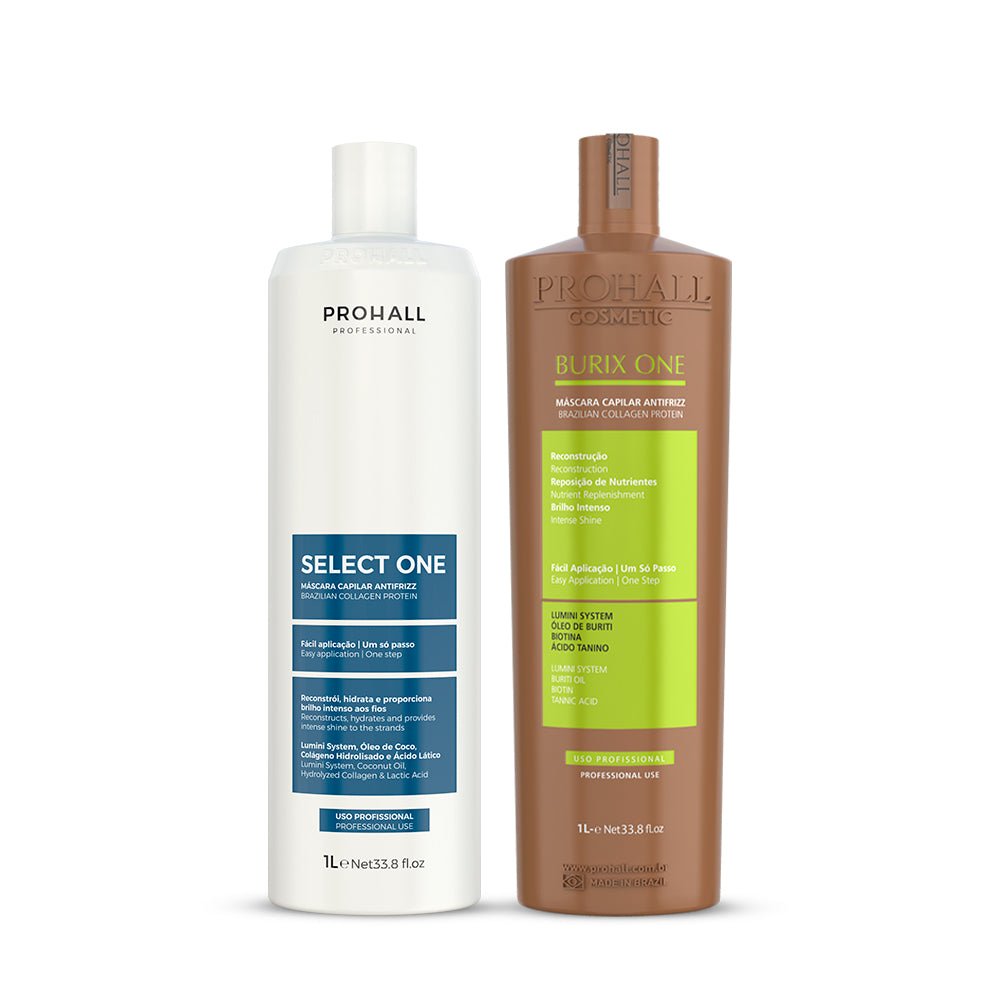 Kit Reestruturação Molecular Tanino Orgânica Burix One 1L + Select One 1L - Prohall