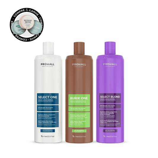 Kit Reestruturação Molecular Tanino Orgânica Burix One 1L + Select One 1L + Select Blond 1L - Prohall
