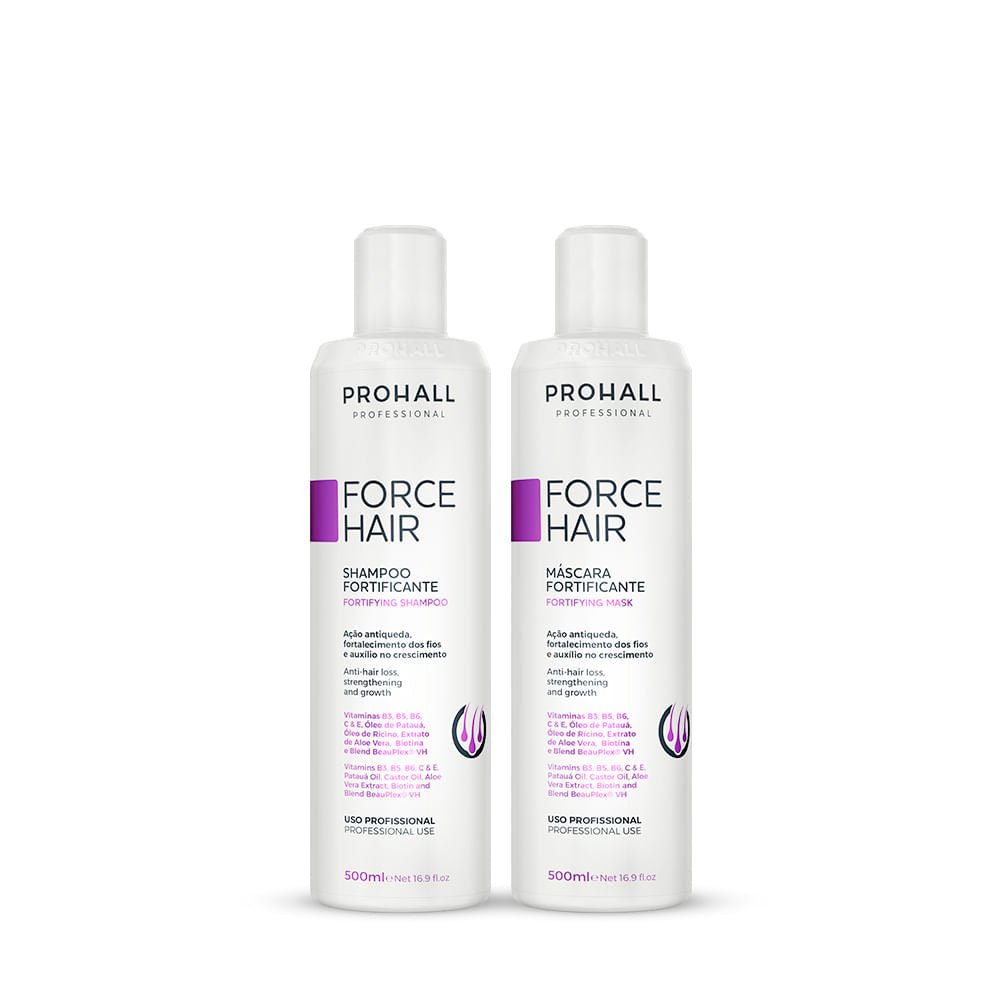 Kit Shampoo De Crescimento Capilar + Máscara Force Hair - Prohall