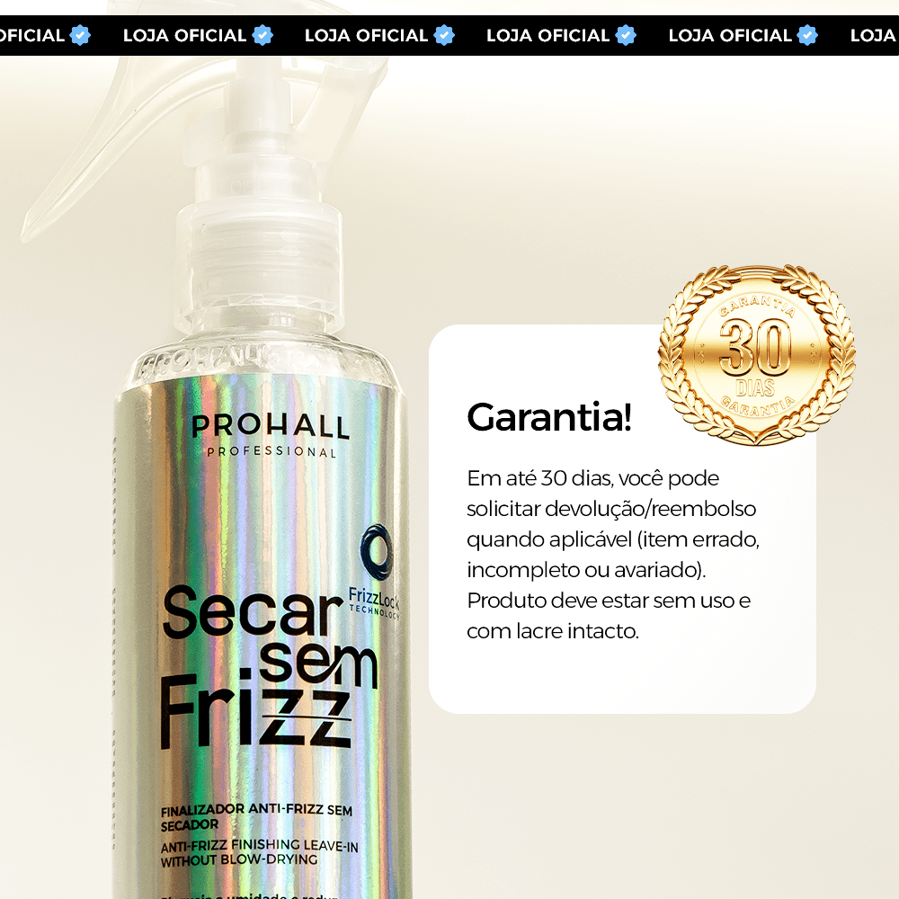 Leave-In Secar sem Frizz: Controle de Frizz e Proteção Sem Uso de Secador 200ml - Prohall