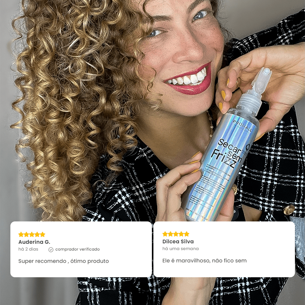 Leave-In Secar sem Frizz: Controle de Frizz e Proteção Sem Uso de Secador 200ml - Prohall