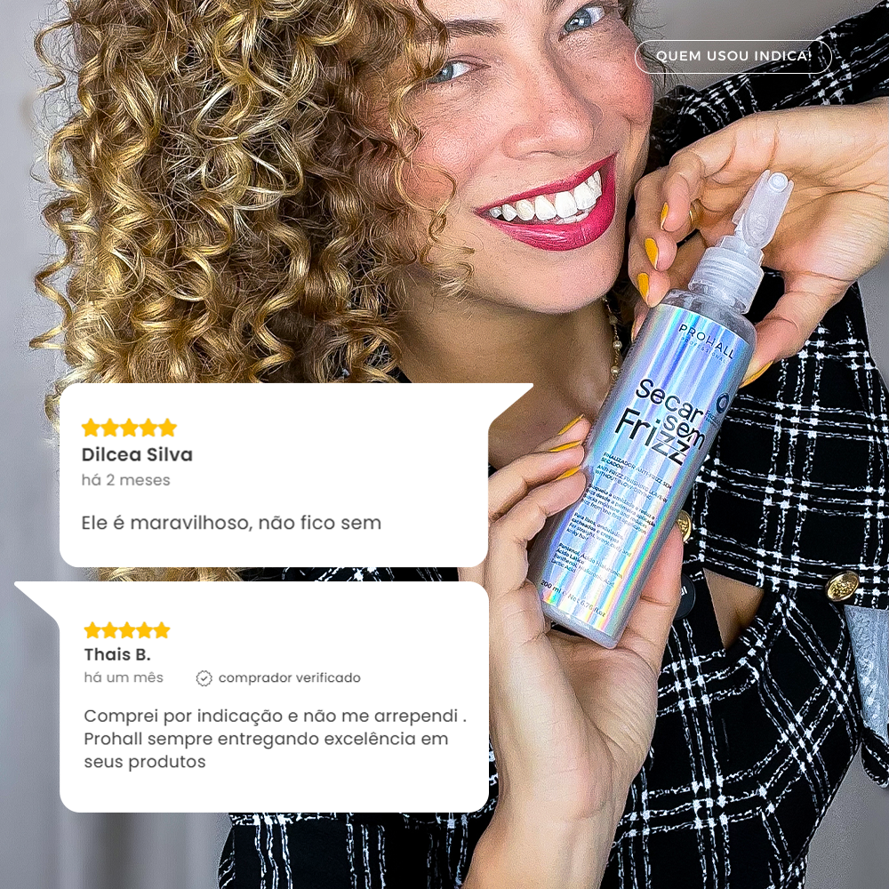 Leave-In Secar sem Frizz: Controle de Frizz e Proteção Sem Uso de Secador 200ml - Prohall