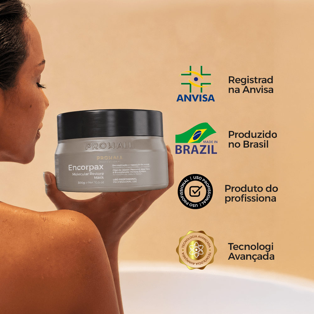 Máscara Capilar para Fios Finos Reposição de Massa, Volume e Brilho Encorpax Prohall 300g - Prohall