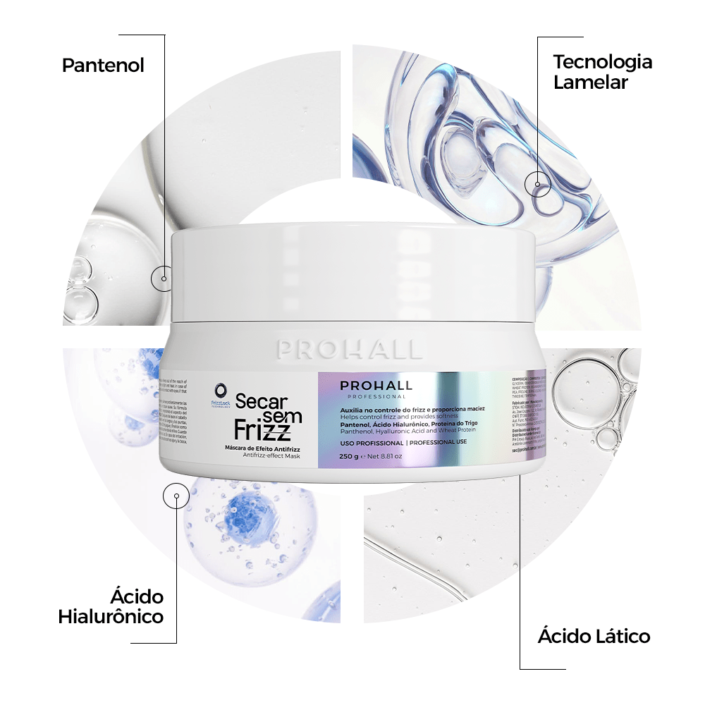 Máscara de Blindagem Antifrizz: Seca Alinhado Sem Calor | Secar sem Frizz - Prohall