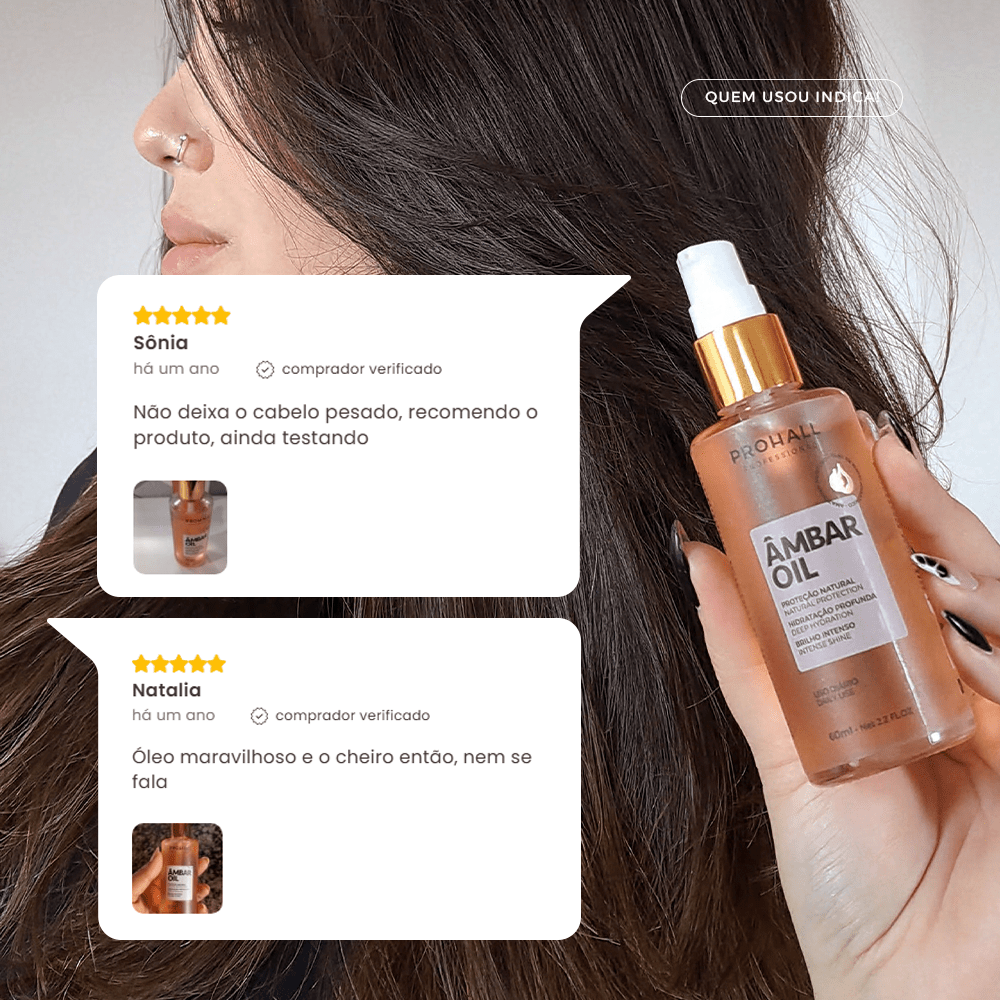 Óleo Finalizador Brilho Espelhado para Cabelo Opaco | Ambar Oil Elixir 60ml - Prohall