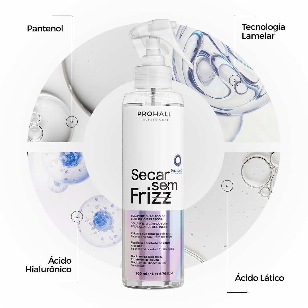 Pré-Shampoo Esfoliante de Couro Cabeludo | Secar sem Frizz - Prohall