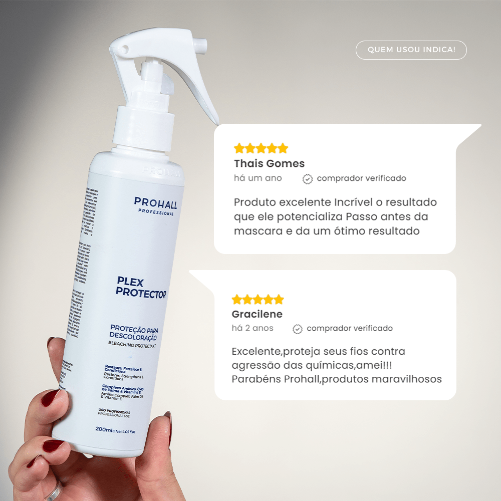 Protetor de pré e pós Descoloração: Zero Quebra nos procewssos Químicos | Plex 200ml - Prohall