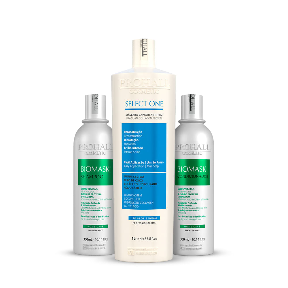 Select One Um Só Passo 1L + Shampoo e Condicionador Biomask