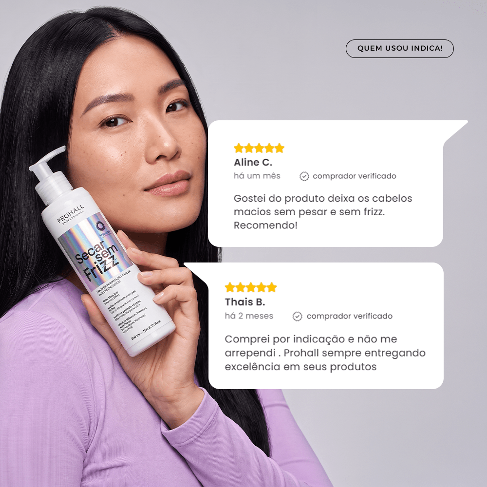 Sérum de Vitrificação: Brilho Vidrado nos Fios | Secar sem Frizz - Prohall