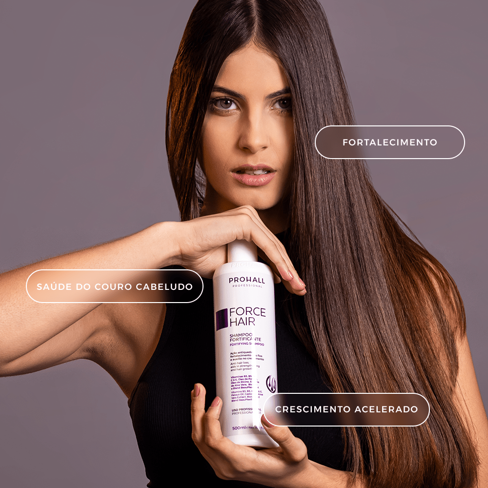 Shampoo de Crescimento Acelerado: Menos Queda e Mais Força | Force Hair 500ml - Prohall