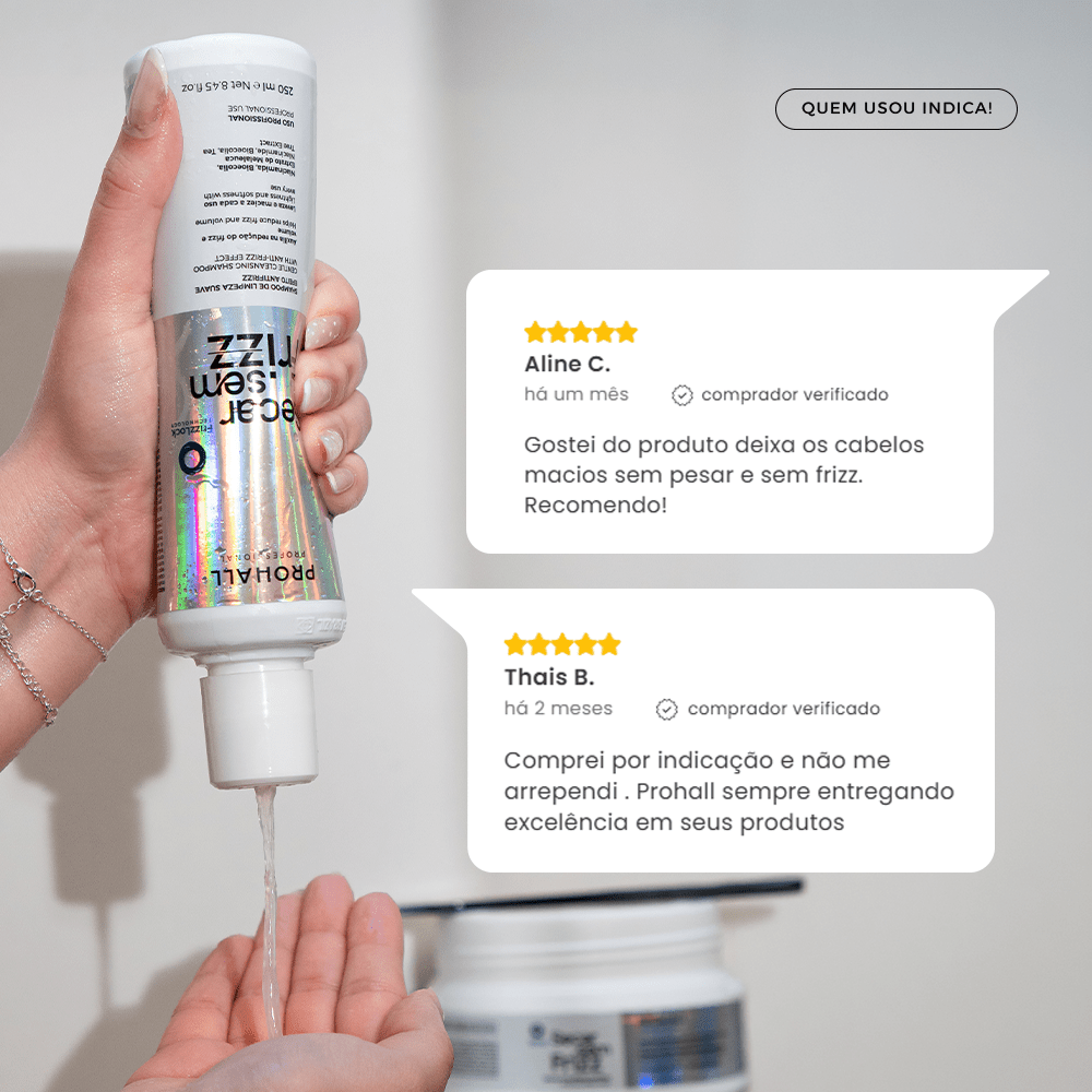 Shampoo de Limpeza Suave Antifrizz | Secar sem Frizz 250ml - Prohall