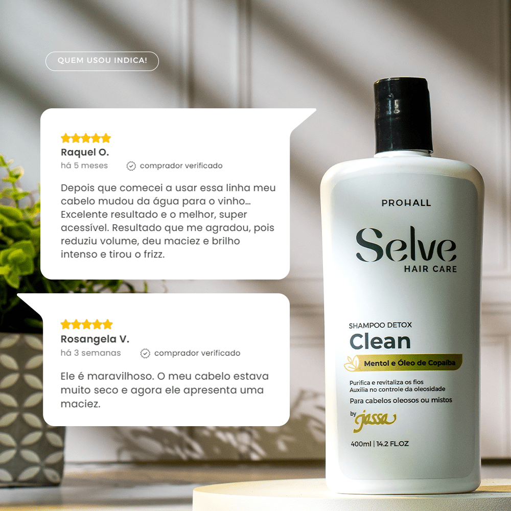 Shampoo Detox para o Couro Cabeludo e Controle da Oleosidade | Selve Clean - Prohall