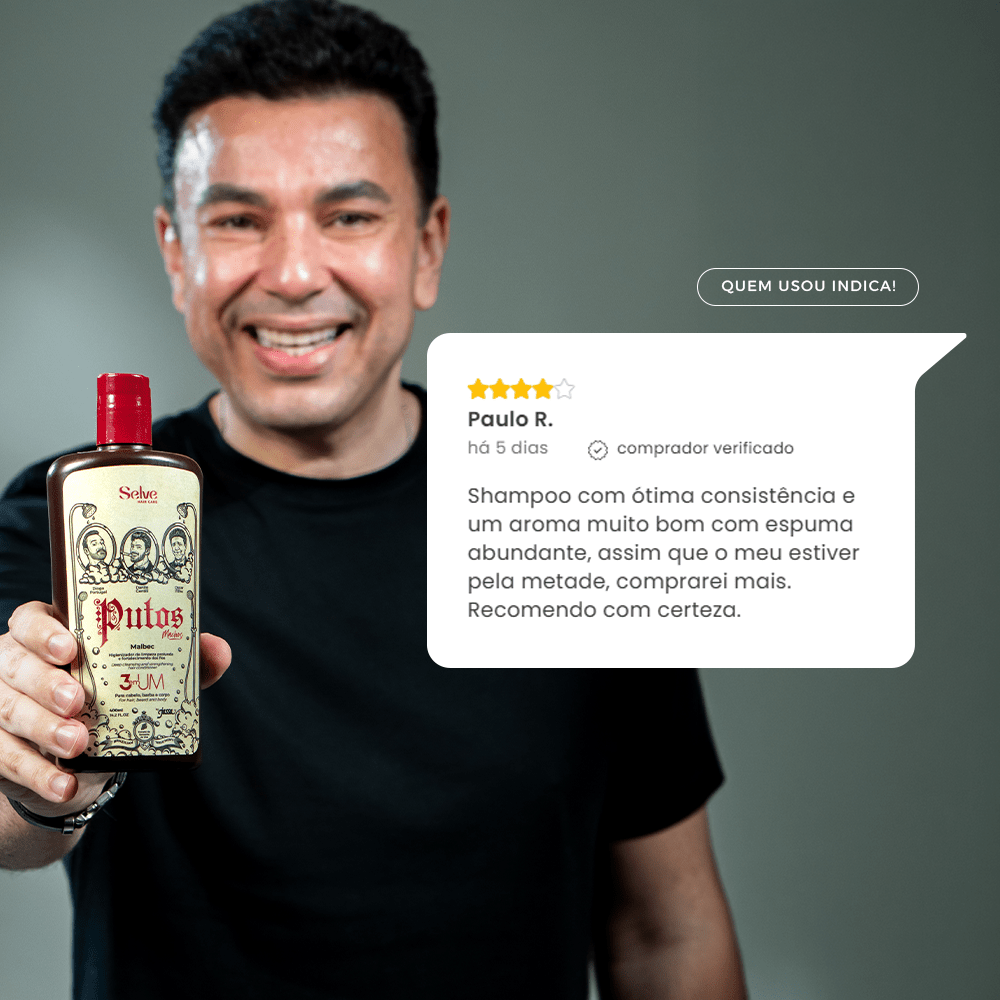 Shampoo Masculino 3 em 1: Limpa e Fortalece | Putos Machos - Prohall