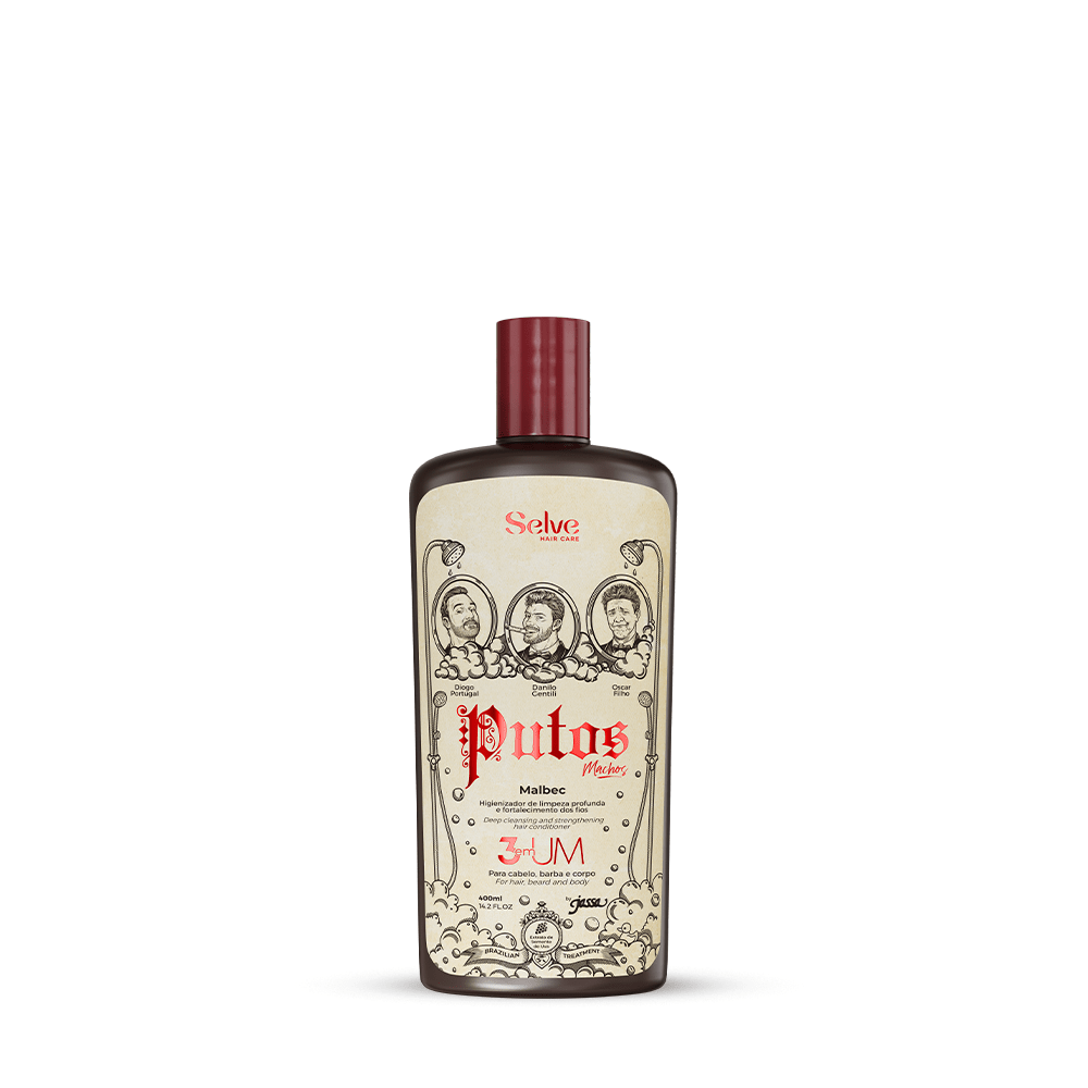 Shampoo Masculino 3 em 1 Limpeza, Fortalecimento e Nutrição | Selve Putos Machos 400ml - Prohall