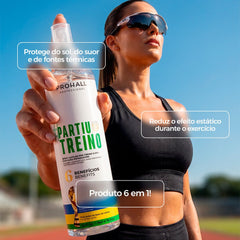 Spray Capilar 6 em 1 Partiu Treino | Proteção UV e Antifrizz Pré Treino - Prohall