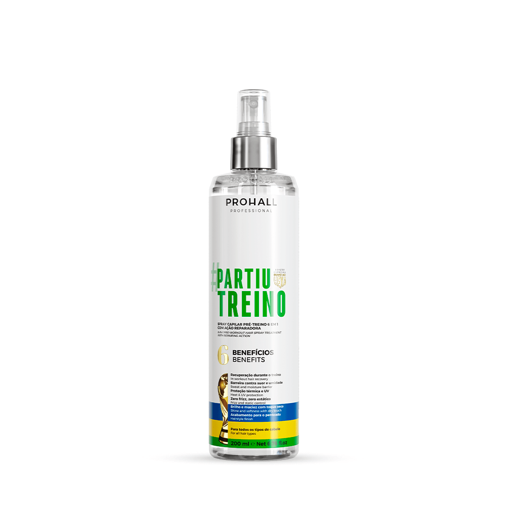 Spray Capilar 6 em 1 Partiu Treino | Proteção UV e Antifrizz Pré Treino - Prohall
