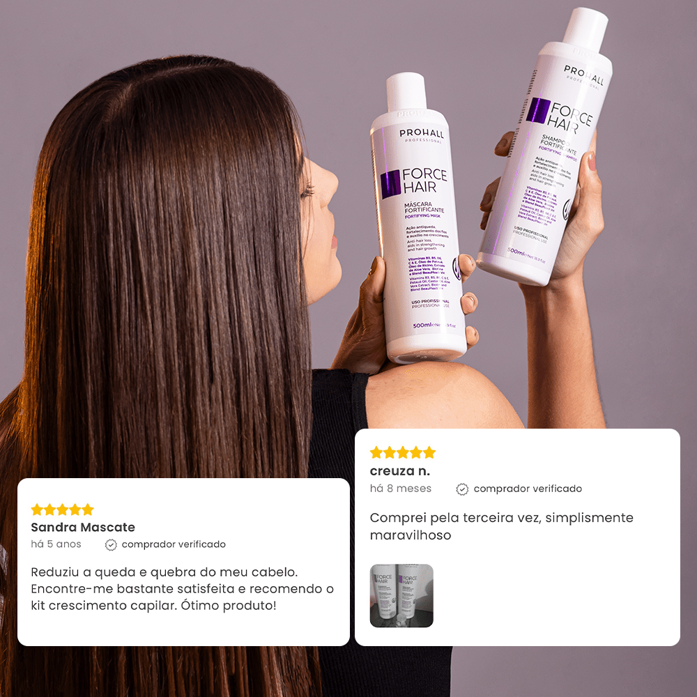 Tônico Force Hair 120ml + Suplemento Force Hair 60 cápsulas - Prohall