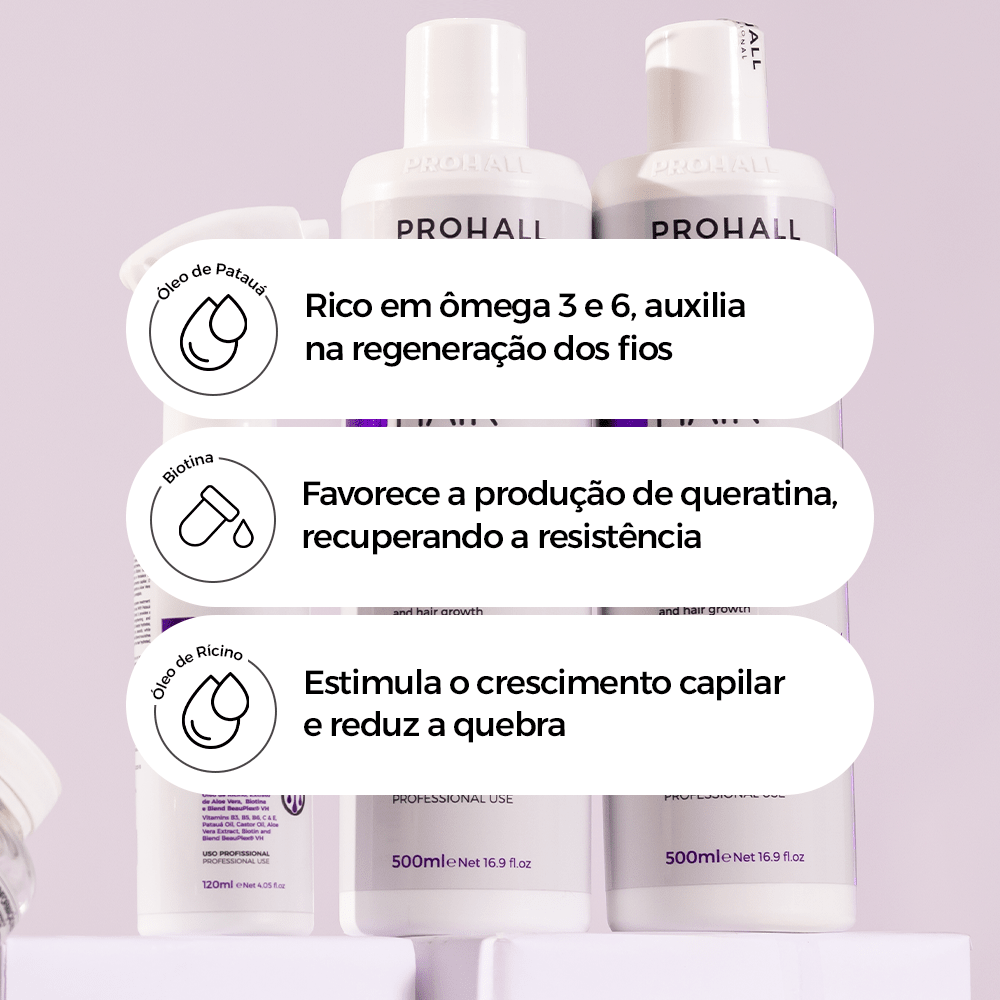 Tônico Force Hair 120ml + Suplemento Force Hair 60 cápsulas - Prohall