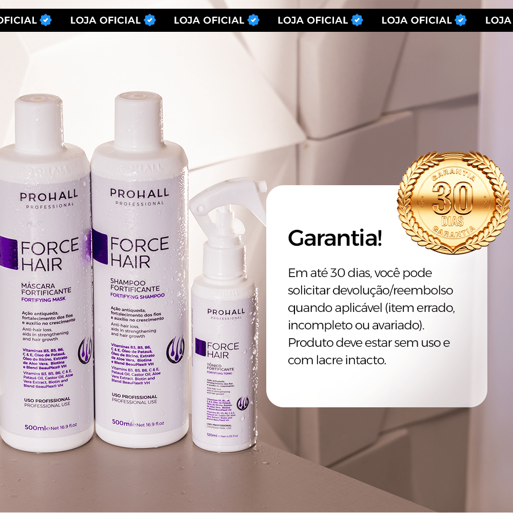 Tônico Force Hair 120ml + Suplemento Force Hair 60 cápsulas - Prohall